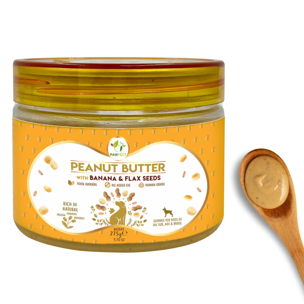 Pawfect Peanut Butter for Dogs: Banana & Flaxseeds: Large