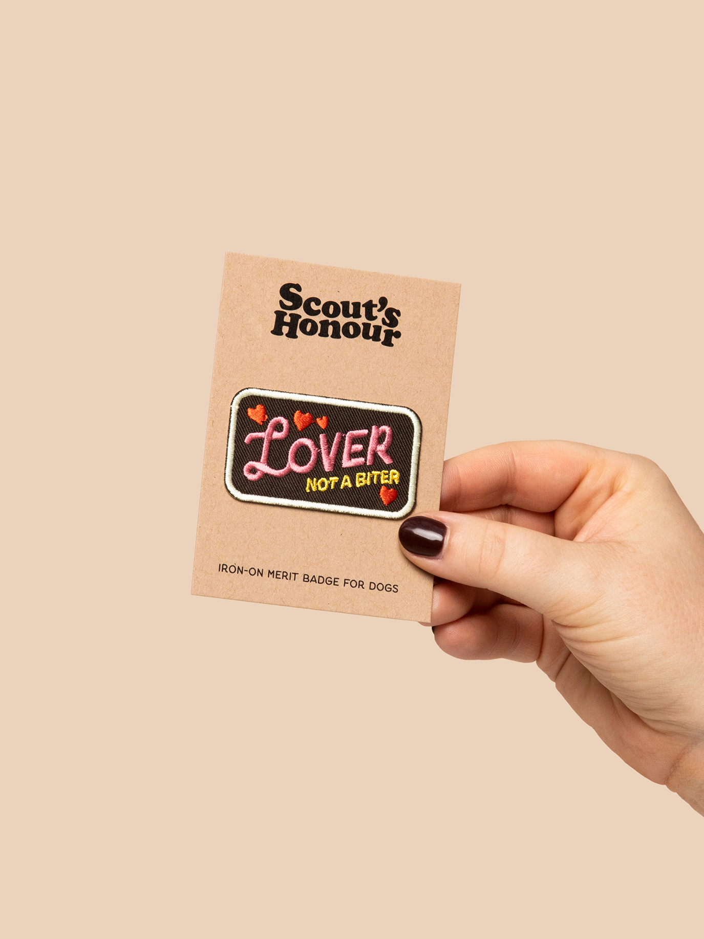 Lover not a Biter iron-on patch for dogs