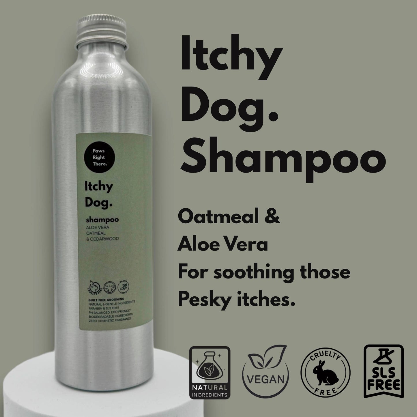 Itchy Dog Shampoo | Oatmeal | Aloe Vera | Natural | Eco: Screw cap - ZERO PLASTIC eco option