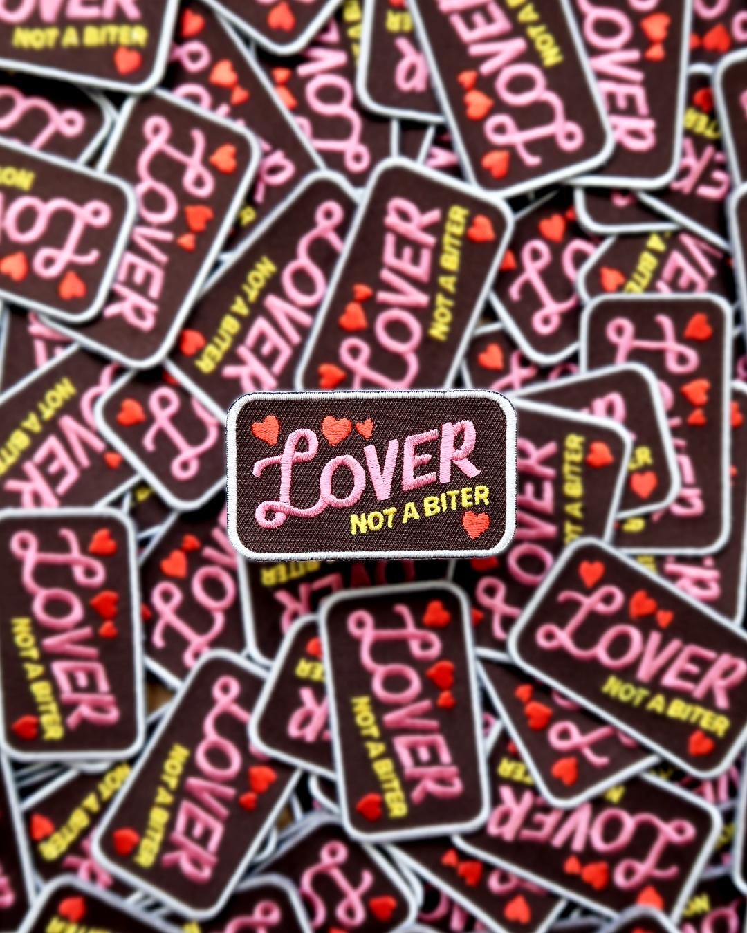Lover not a Biter iron-on patch for dogs